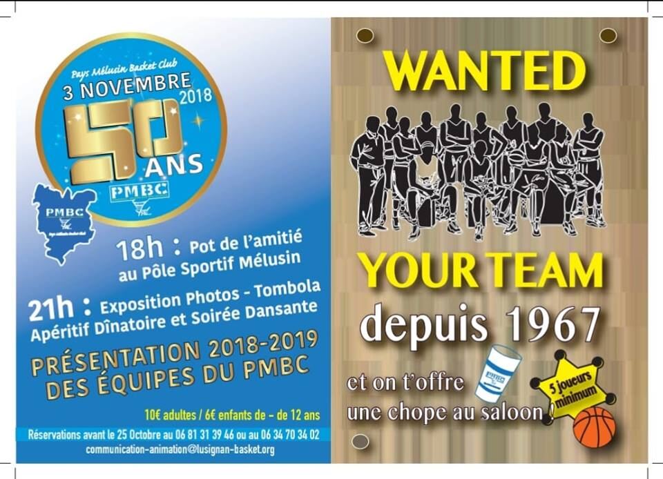 Les 50 ans du PMBC (Pays Mélusin Basket Club) c'est samedi !