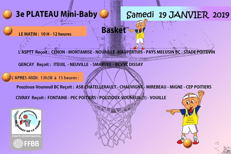 PLATEAU BABY-MINI N°3 : Samedi 19 Janvier 2019